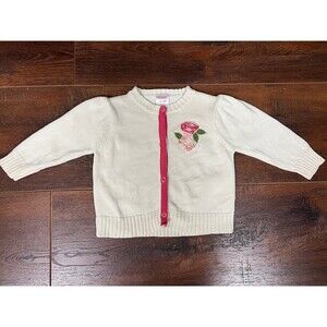 Gymboree Baby Girls Size 6-12 Months Ivory Cardigan Sweater With Rosettes!